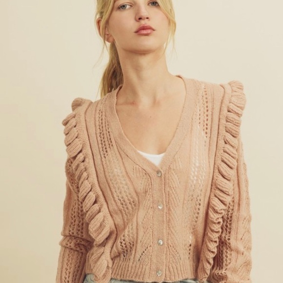Dress Forum blush pink ruffle cropped cardigan NWT - Picture 6 of 6